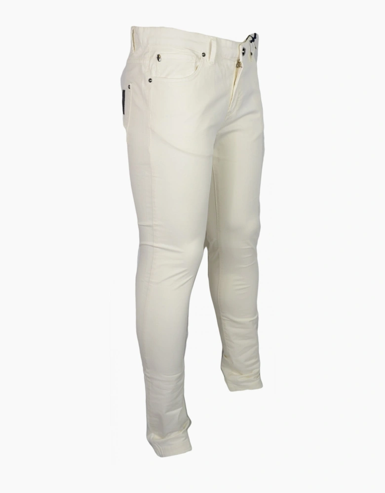 Cotton Slim Fit Off White Chino