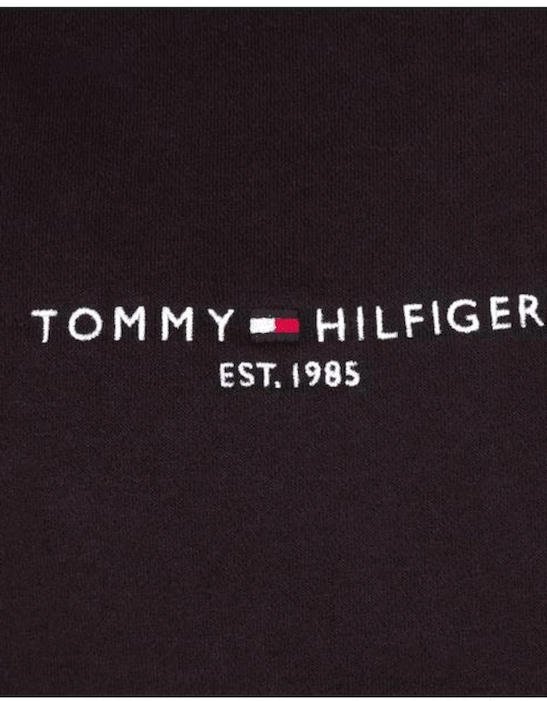 Cotton Zip-Up Funnel Neck Black Sweatshirt