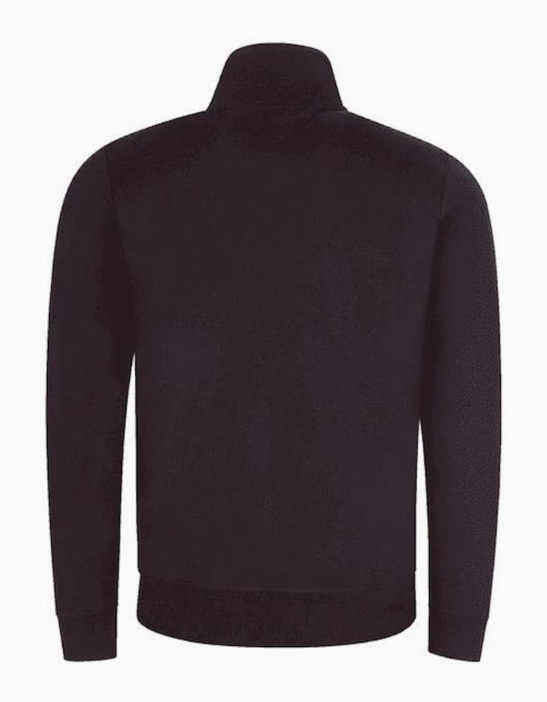 Cotton Zip-Up Funnel Neck Black Sweatshirt