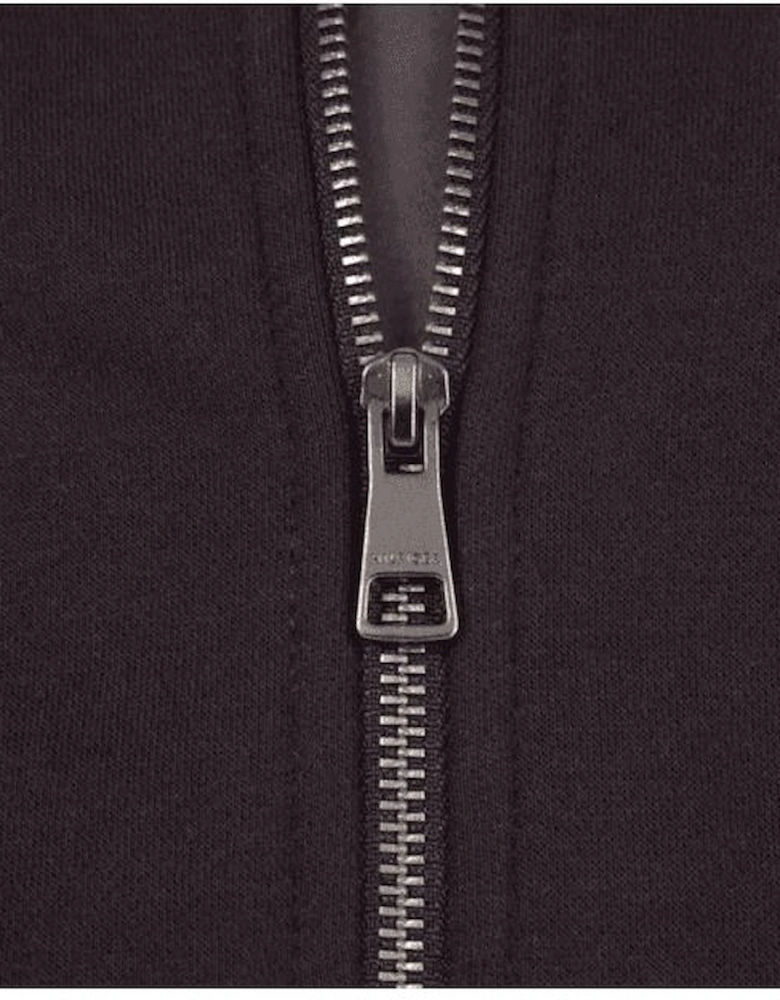 Cotton Zip-Up Funnel Neck Black Sweatshirt