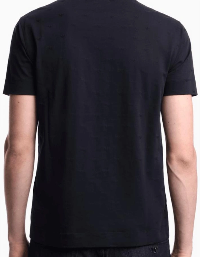 Micro Eagle All Over Slim Fit Navy T-Shirt
