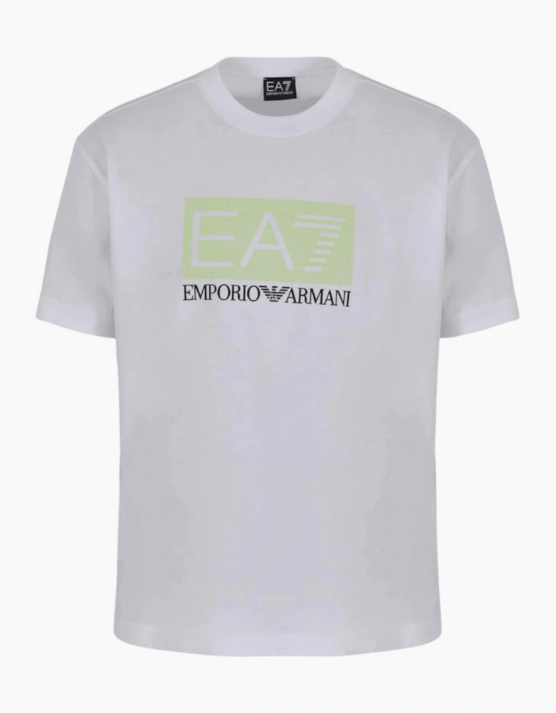 Cotton Rubberised Pixel Logo White T-Shirt