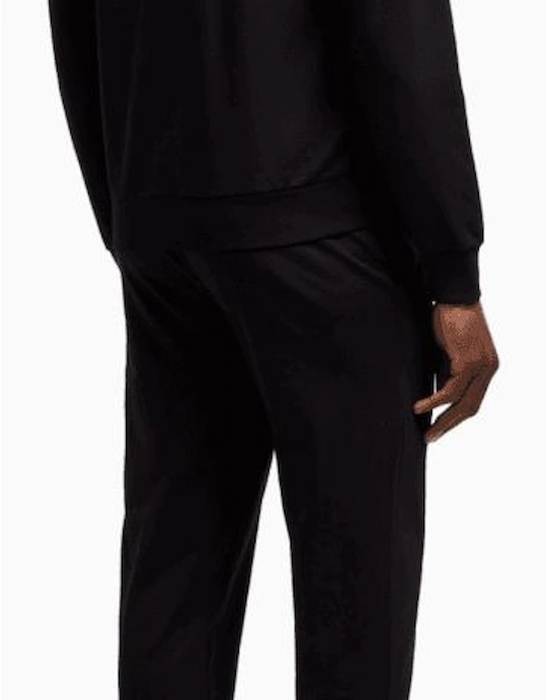 Zip Up Funnel Neck Black/White Cotton Tracksuit