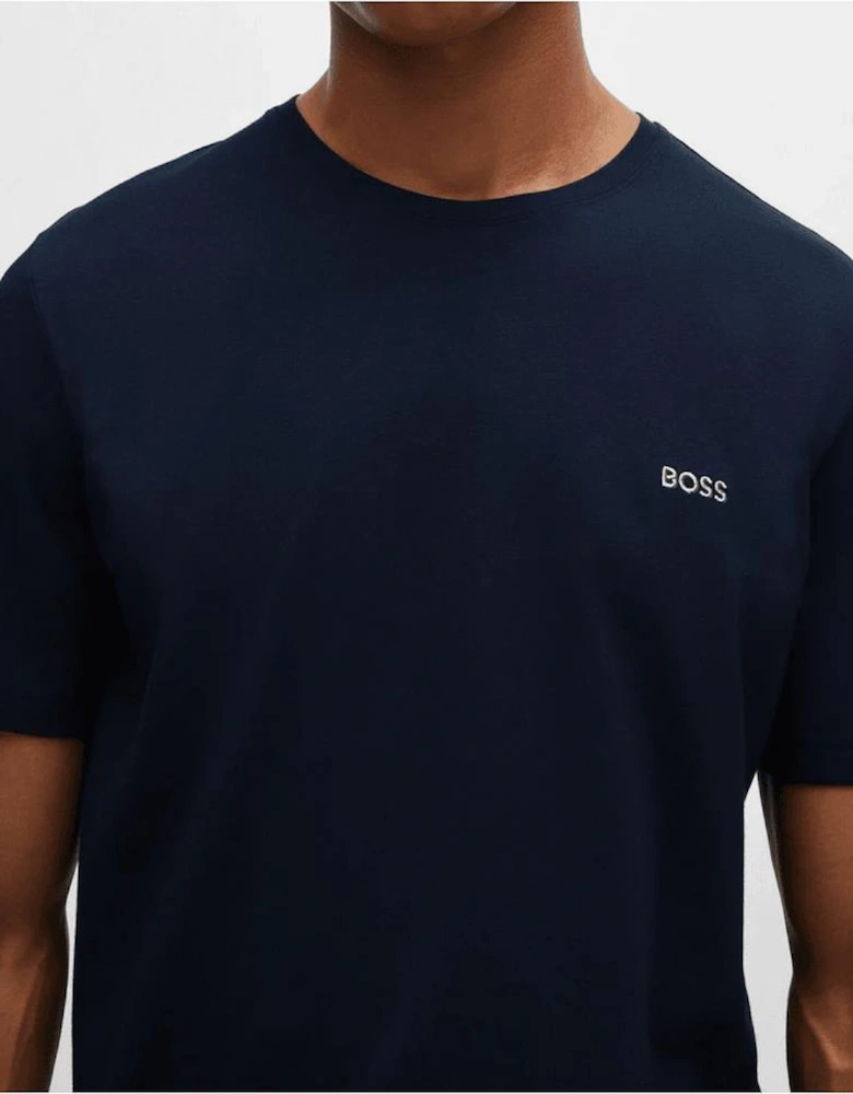 Cotton Embroidered Logo Dark Blue T-Shirt