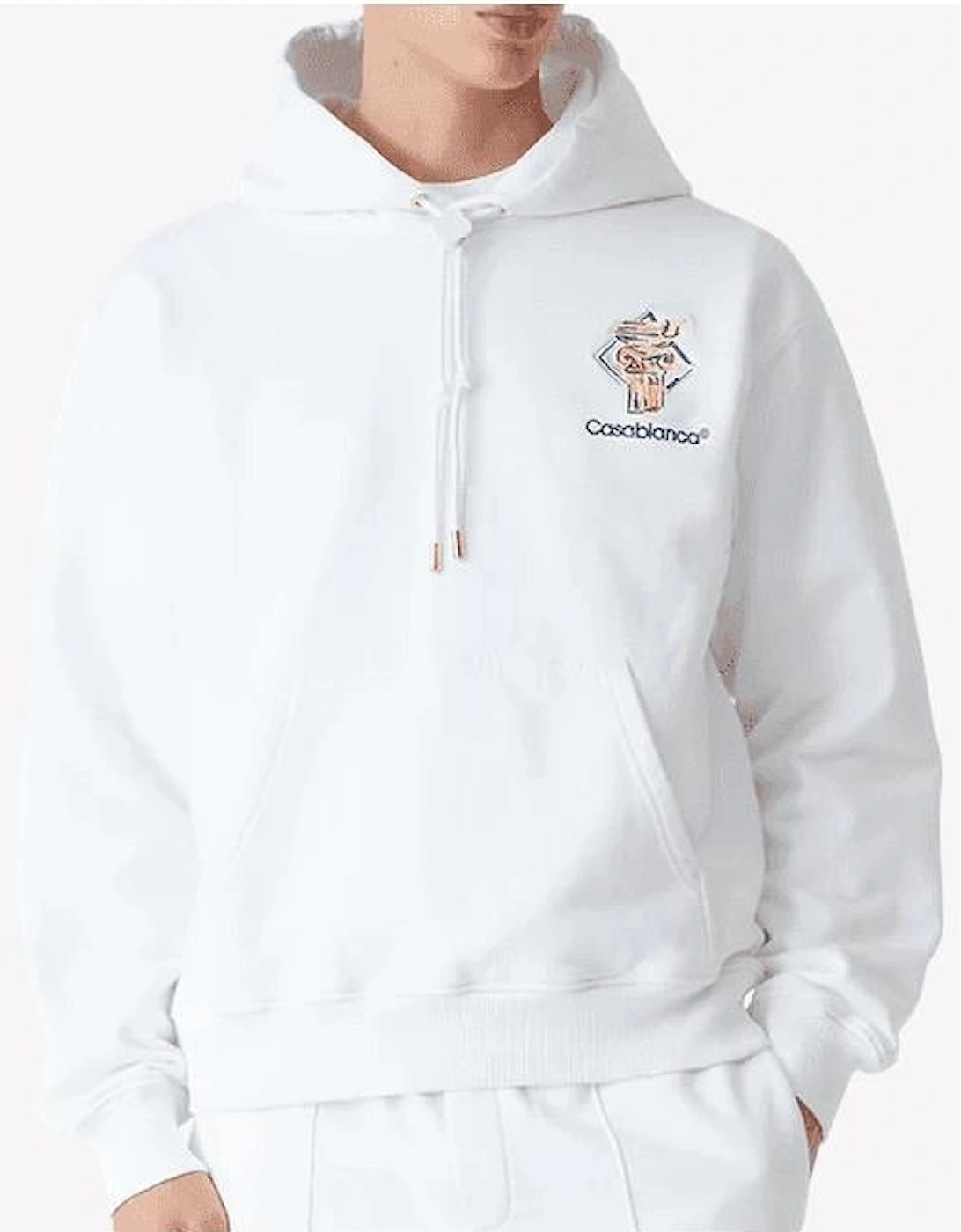 Diamond Column Logo White Hoodie