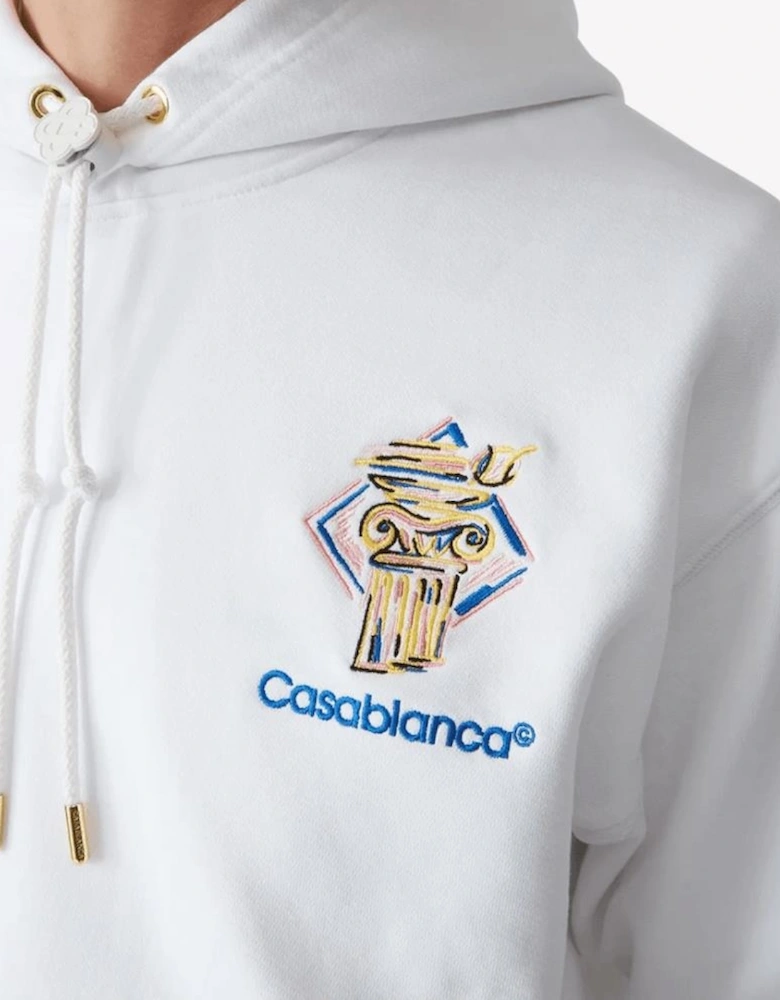 Diamond Column Logo White Hoodie