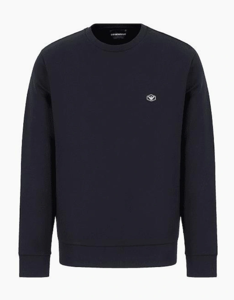 Cotton Chest Logo Regular Fit Navy Sweatshirt