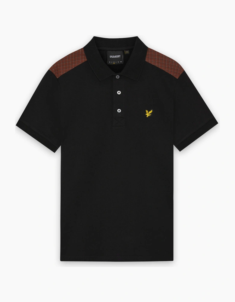 Lyle & Scott Check Panelled Polo Shirt JET BLACK