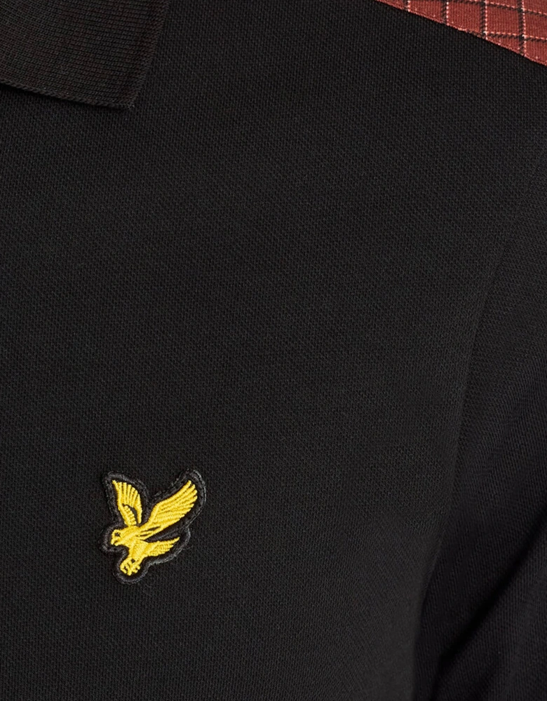 Lyle & Scott Check Panelled Polo Shirt JET BLACK