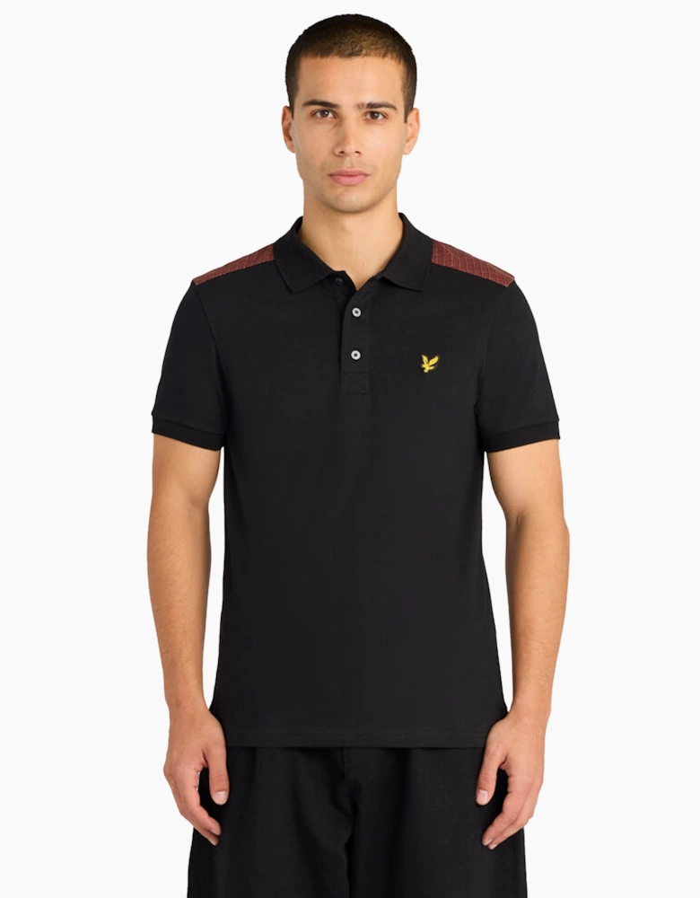 Lyle & Scott Check Panelled Polo Shirt JET BLACK