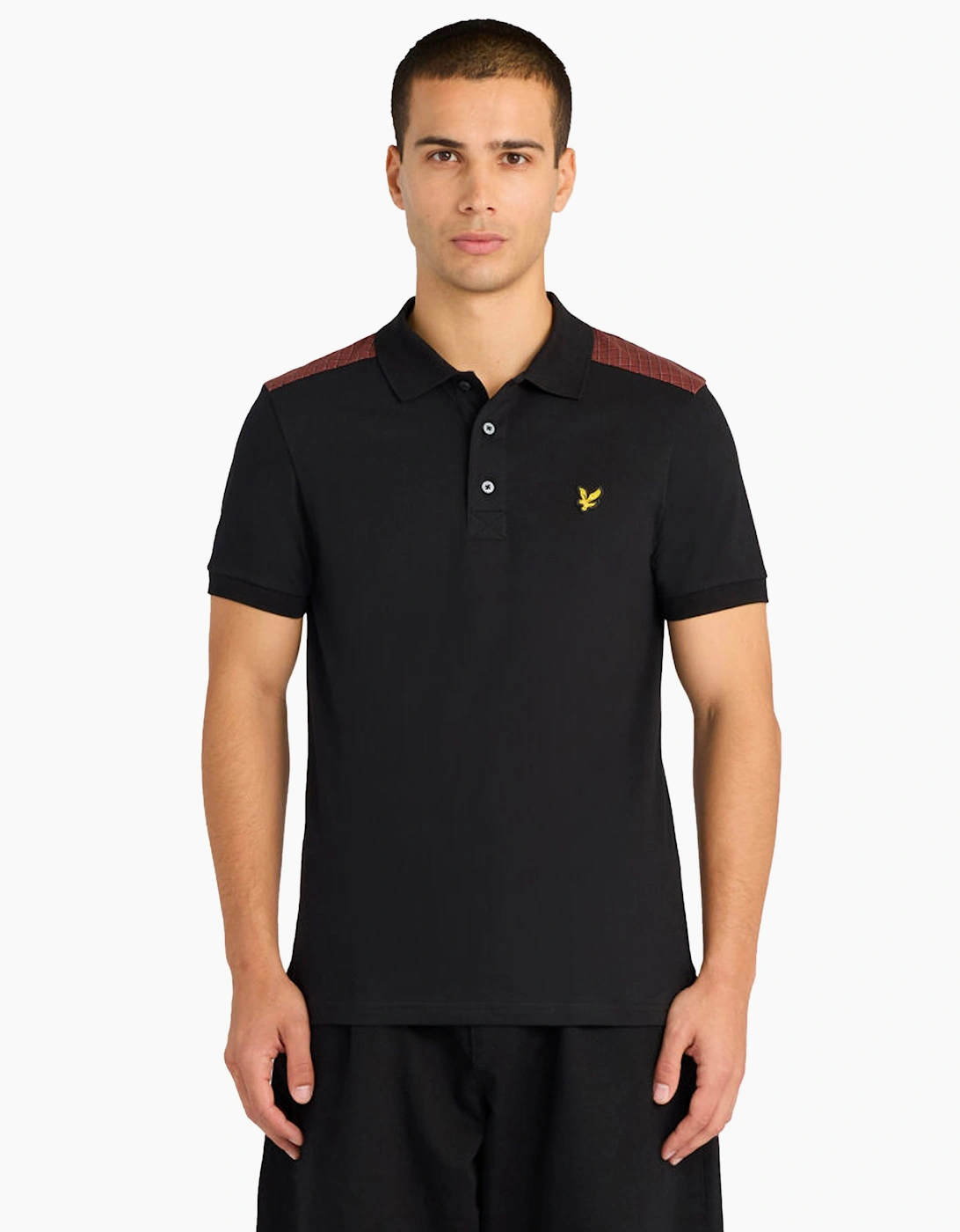 Lyle & Scott Check Panelled Polo Shirt JET BLACK