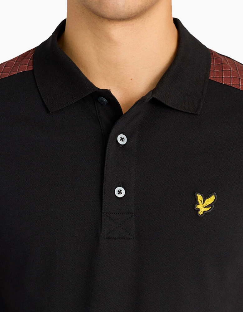 Lyle & Scott Check Panelled Polo Shirt JET BLACK