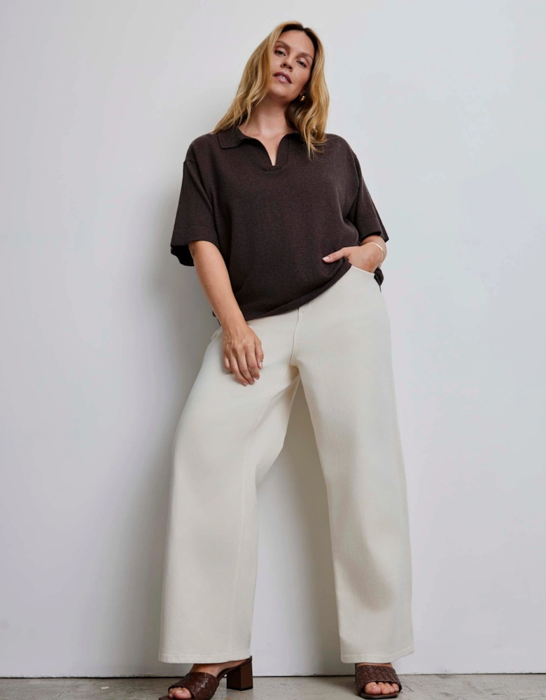 Brown Polo Neck Short Sleeve Jumper