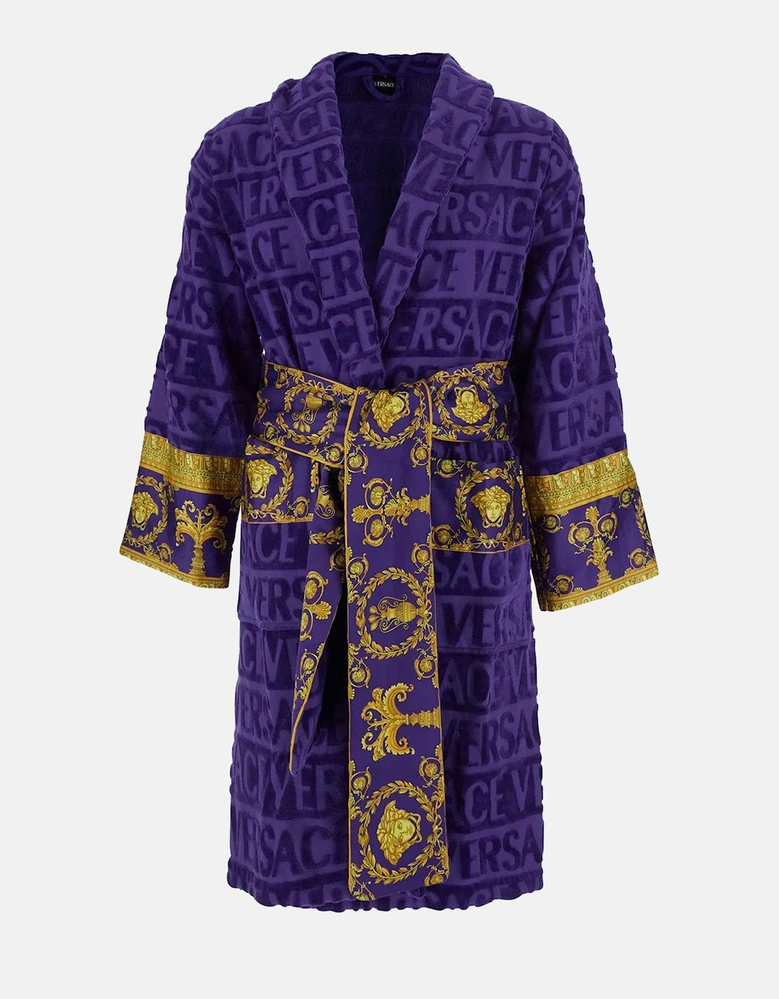 Versace Men's Black Bathrobe Heart Baroque - Size L