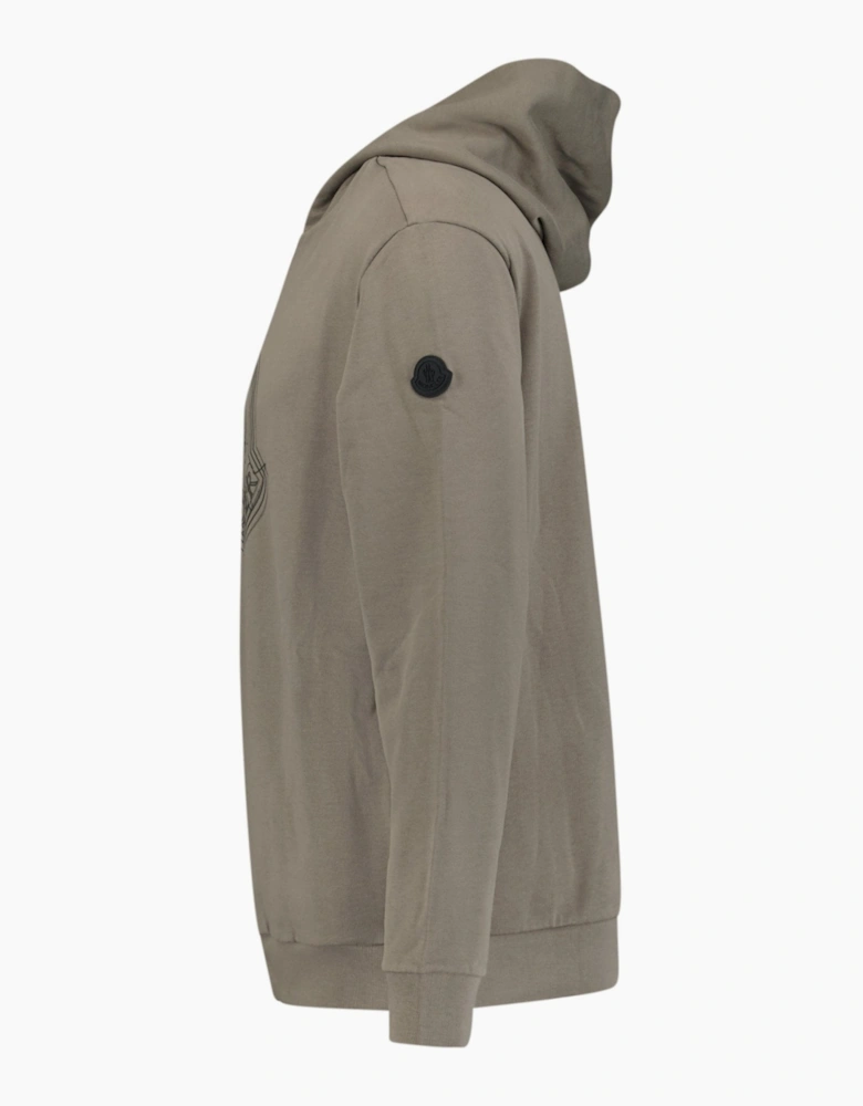 Moncler Logo Print Hoodie Taupe Grey