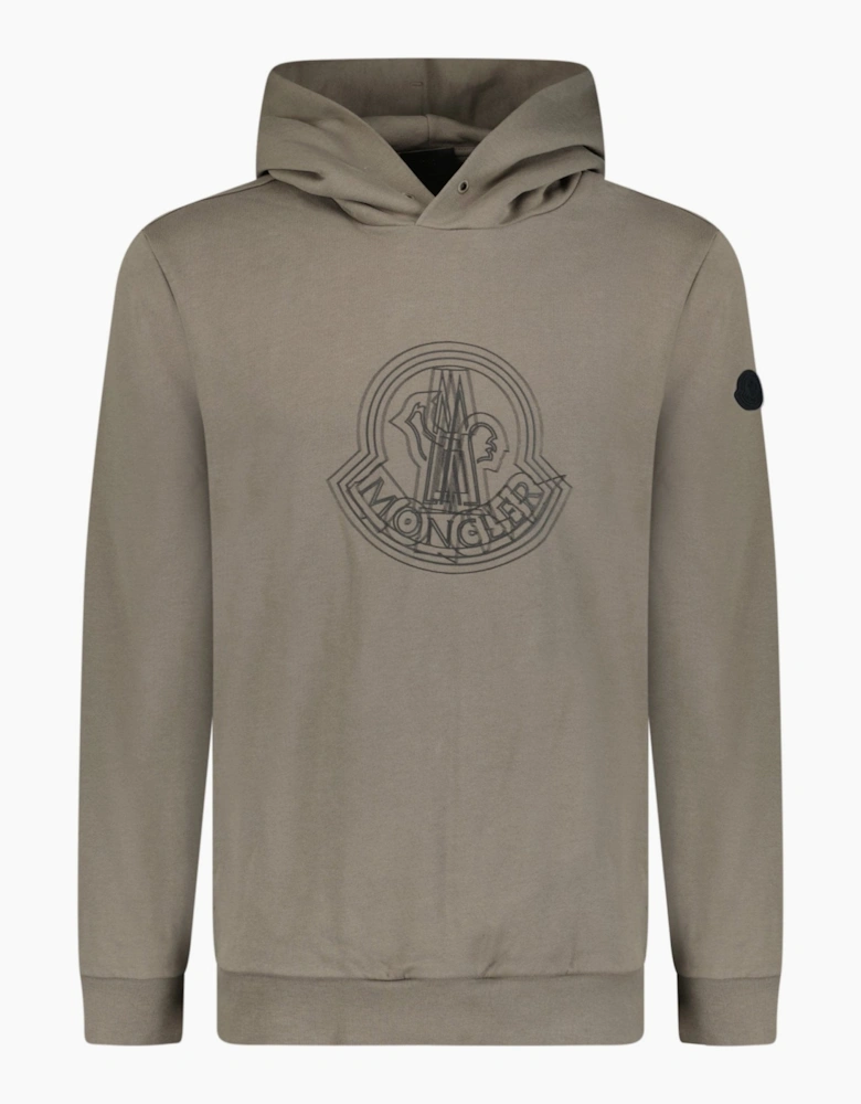 Moncler Logo Print Hoodie Taupe Grey
