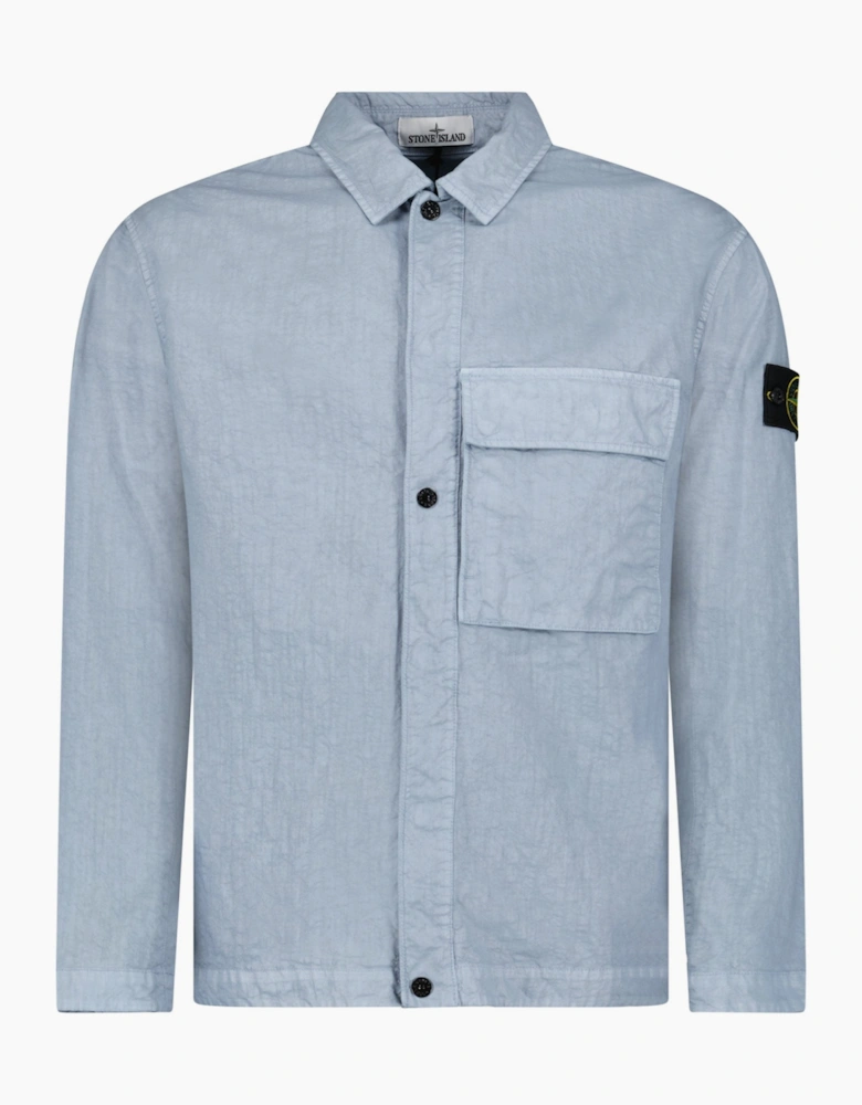 Stone Island Organic-Look Nylon Panama-TC Overshirt in Avio Blue