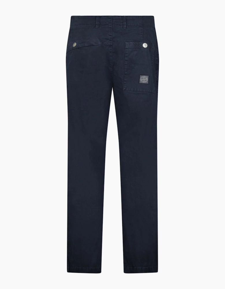 Stone Island Stretch Organic Broken Twill ‘OLD’ Effect Chino Trousers in Navy