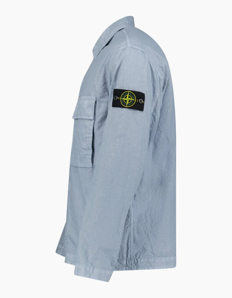 Stone Island Organic-Look Nylon Panama-TC Overshirt in Avio Blue