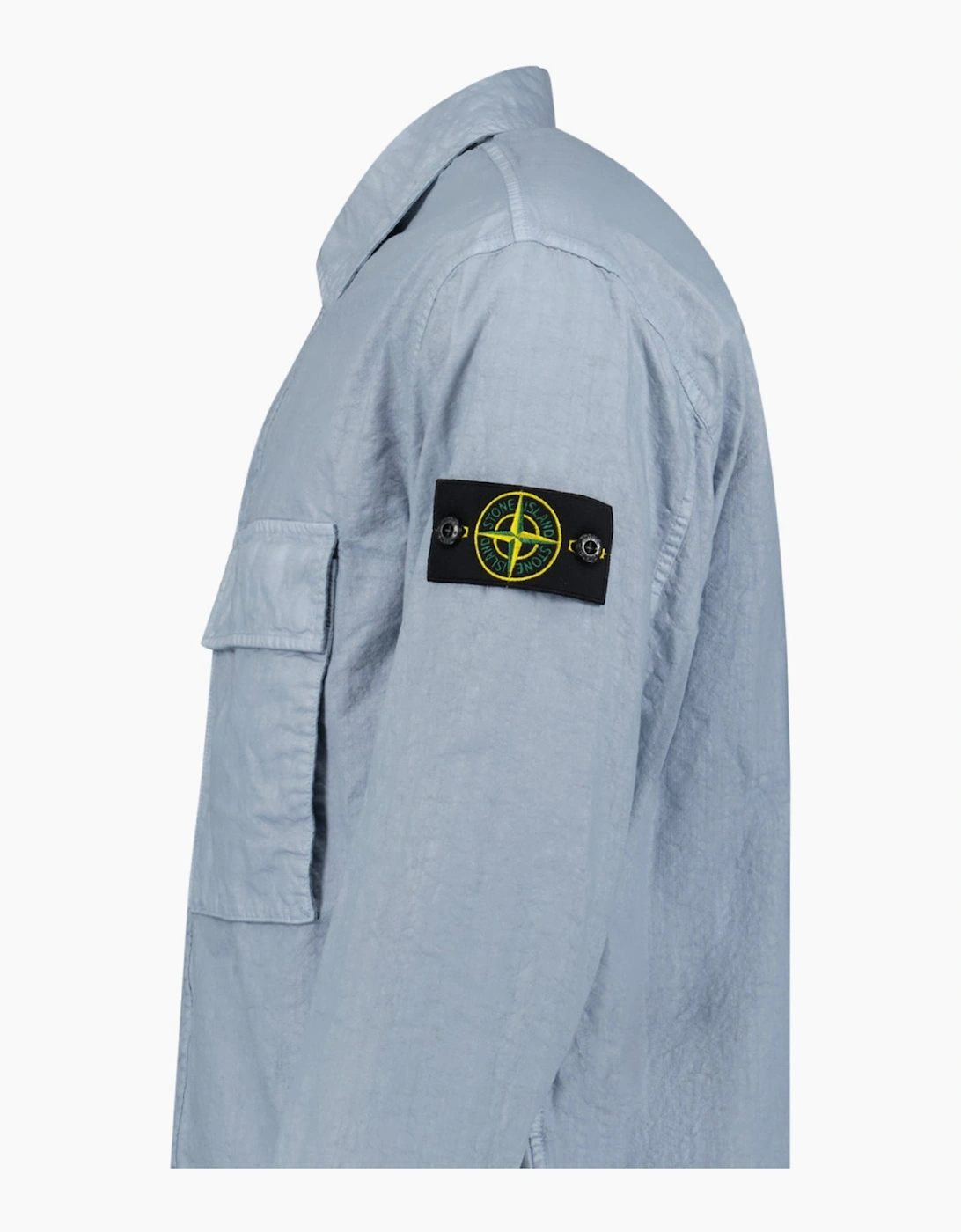 Stone Island Organic-Look Nylon Panama-TC Overshirt in Avio Blue