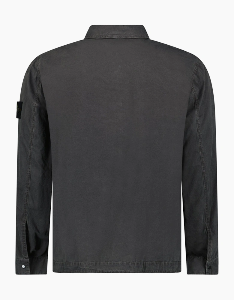Stone Island Brushed Organic Cotton Canvas ‘OLD’ Effect Overshirt in Charcoal Grey