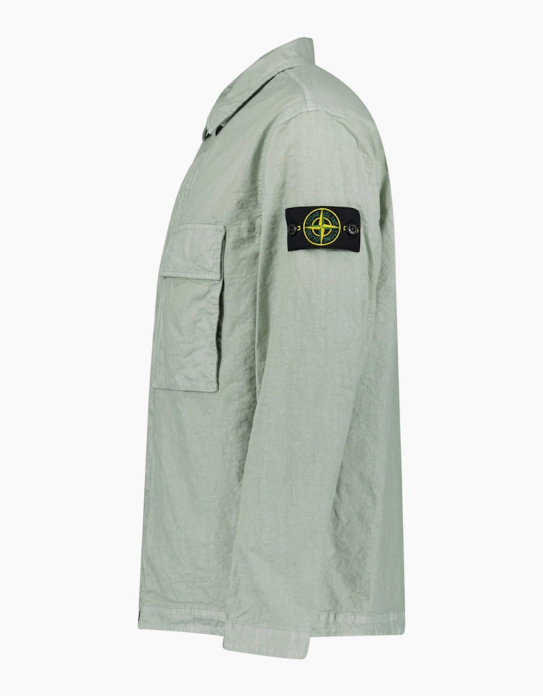 Stone Island Organic-Look Nylon Panama-TC Overshirt in Sage Green