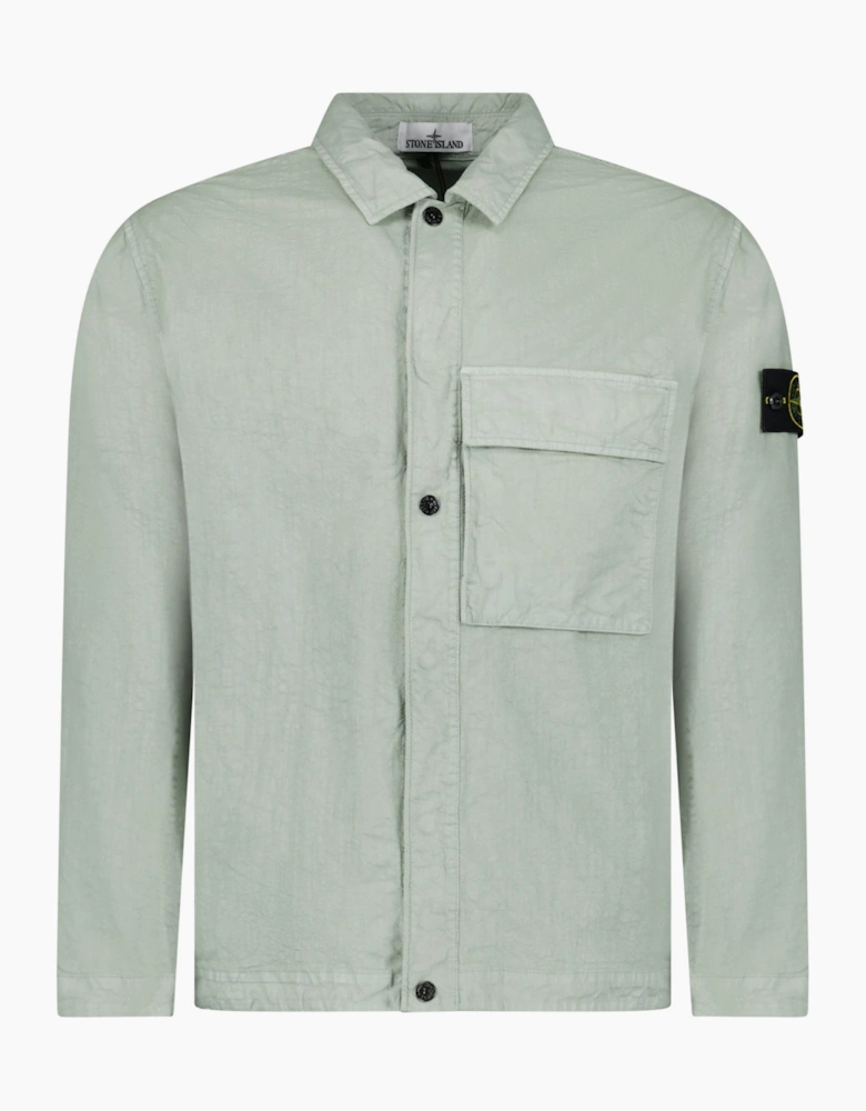 Stone Island Organic-Look Nylon Panama-TC Overshirt in Sage Green