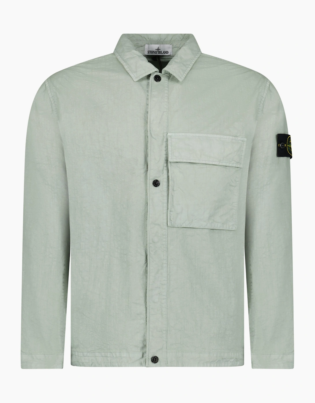 Stone Island Men's Green Organic-Look Nylon Panama-Tc Overshirt  Sage - Size 40/Regular
