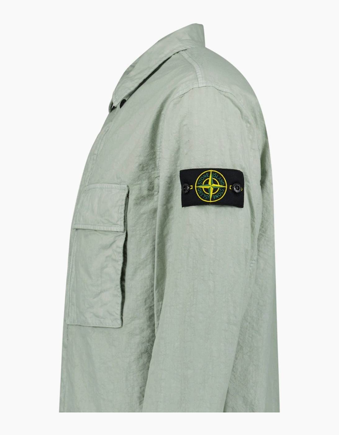 Stone Island Organic-Look Nylon Panama-TC Overshirt in Sage Green