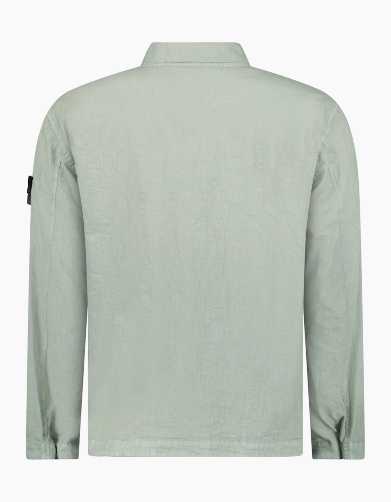 Stone Island Organic-Look Nylon Panama-TC Overshirt in Sage Green