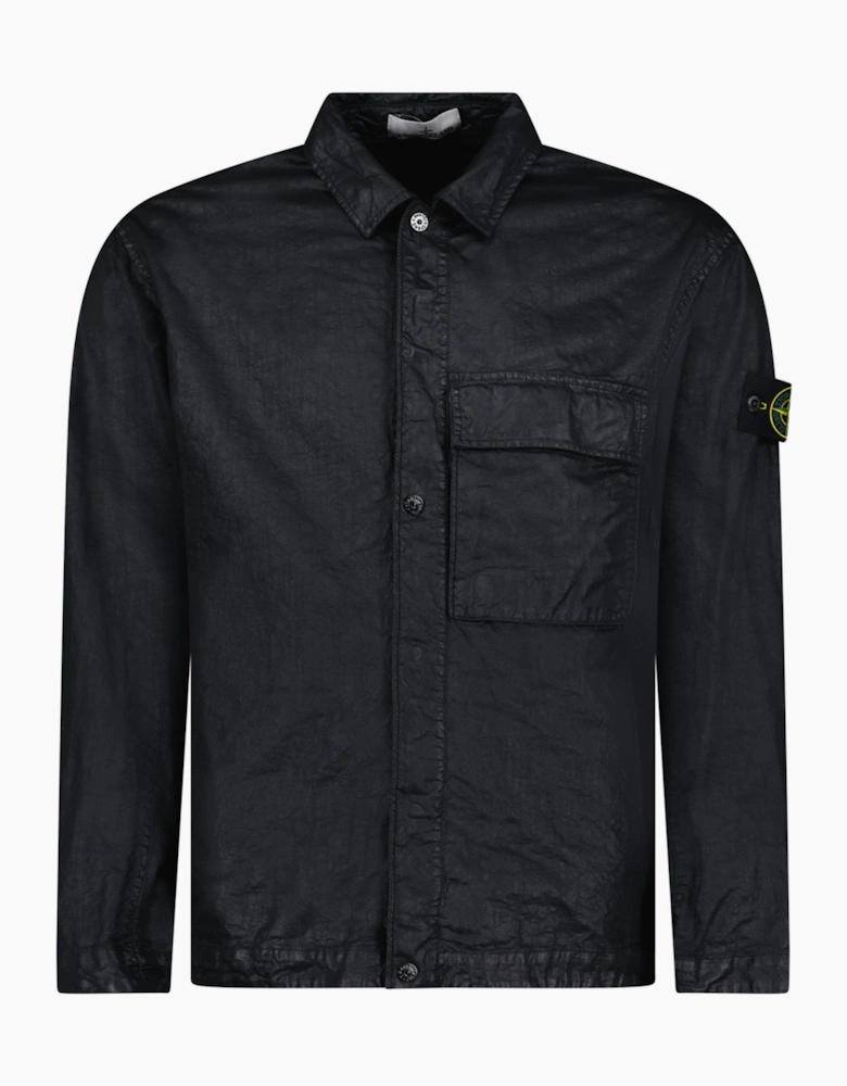 Stone Island Organic-Look Nylon Panama-TC Overshirt in Black