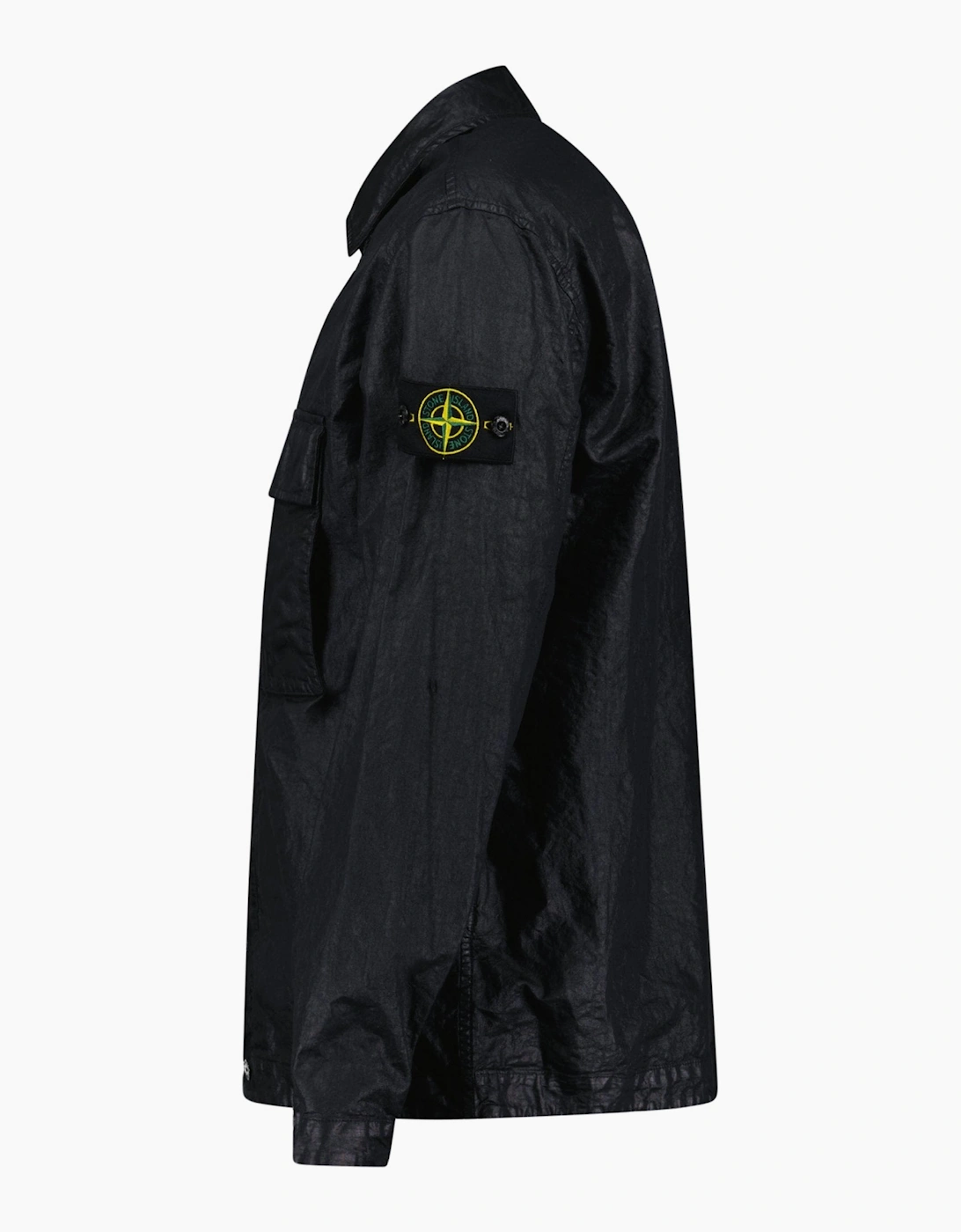 Stone Island Organic-Look Nylon Panama-TC Overshirt in Black