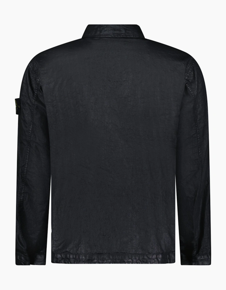 Stone Island Organic-Look Nylon Panama-TC Overshirt in Black