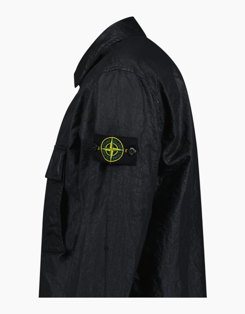 Stone Island Organic-Look Nylon Panama-TC Overshirt in Black