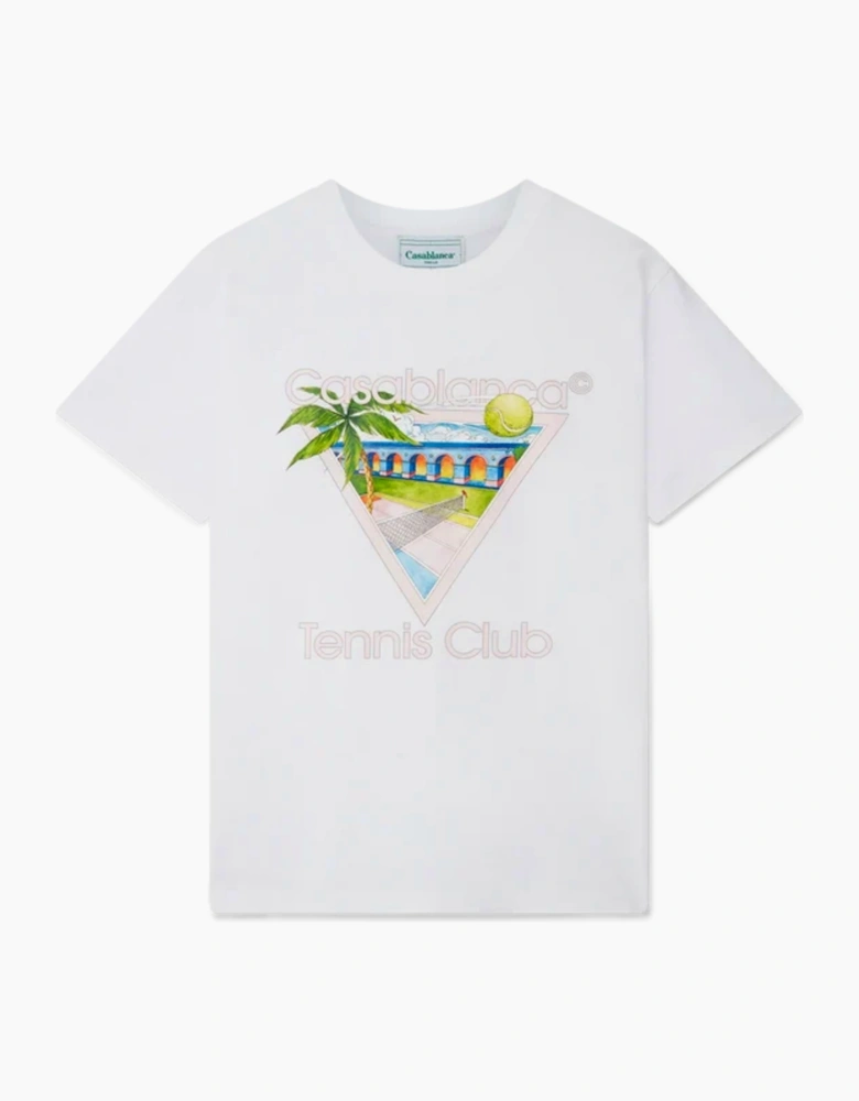 CASABLANCA TENNIS CLUB ICON TEE WHITE PINK