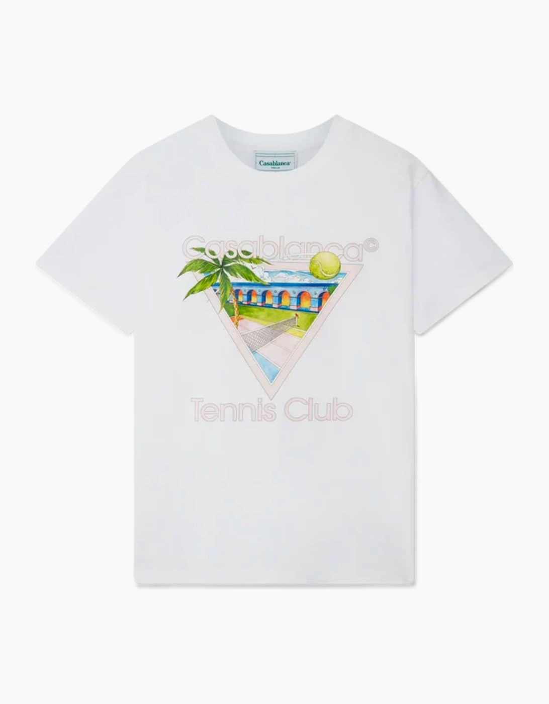 CASABLANCA TENNIS CLUB ICON TEE WHITE PINK