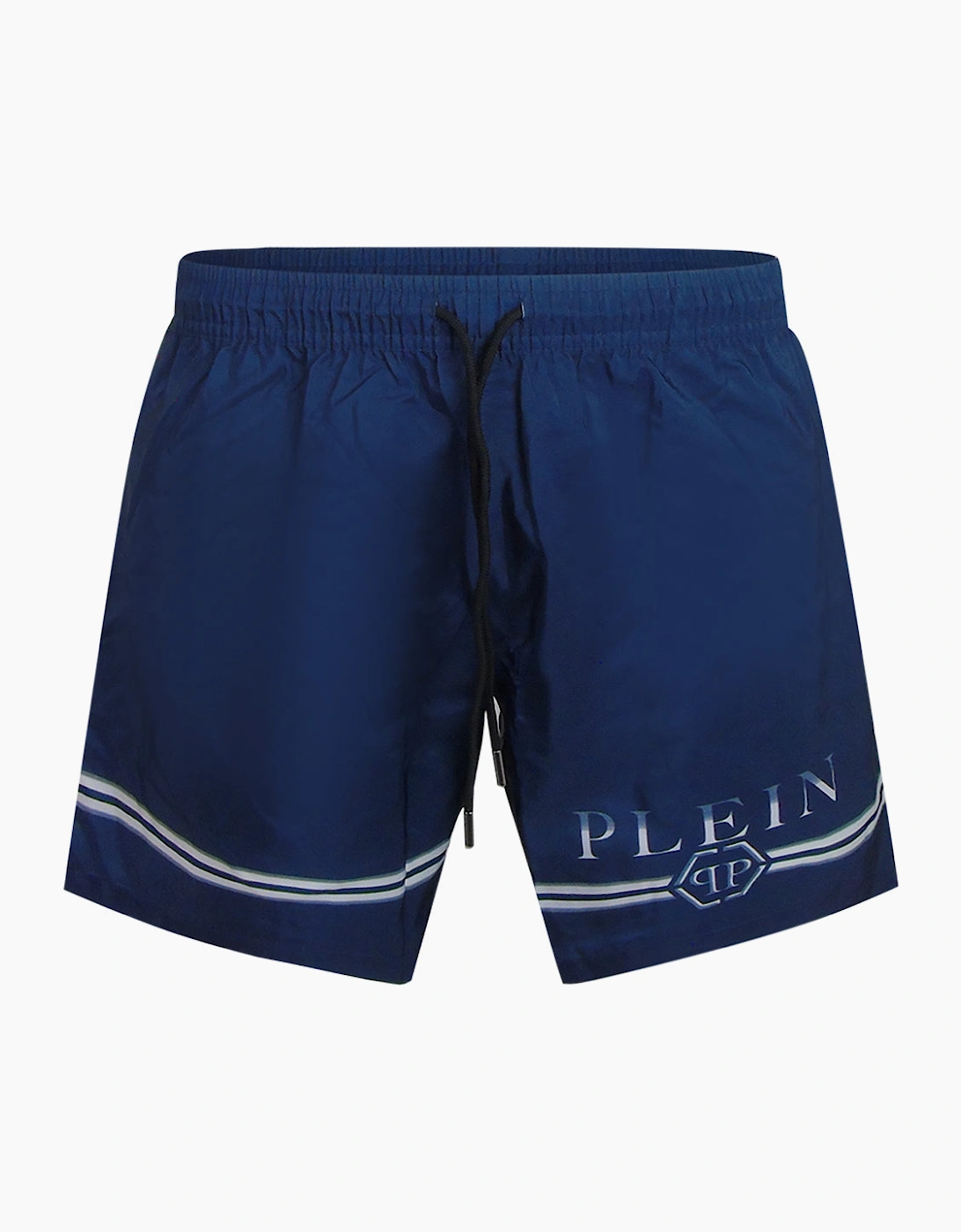 Philipp Plein Men's Philipp Plein Striped Design Navy Blue Beach Shorts - Navy/Navy