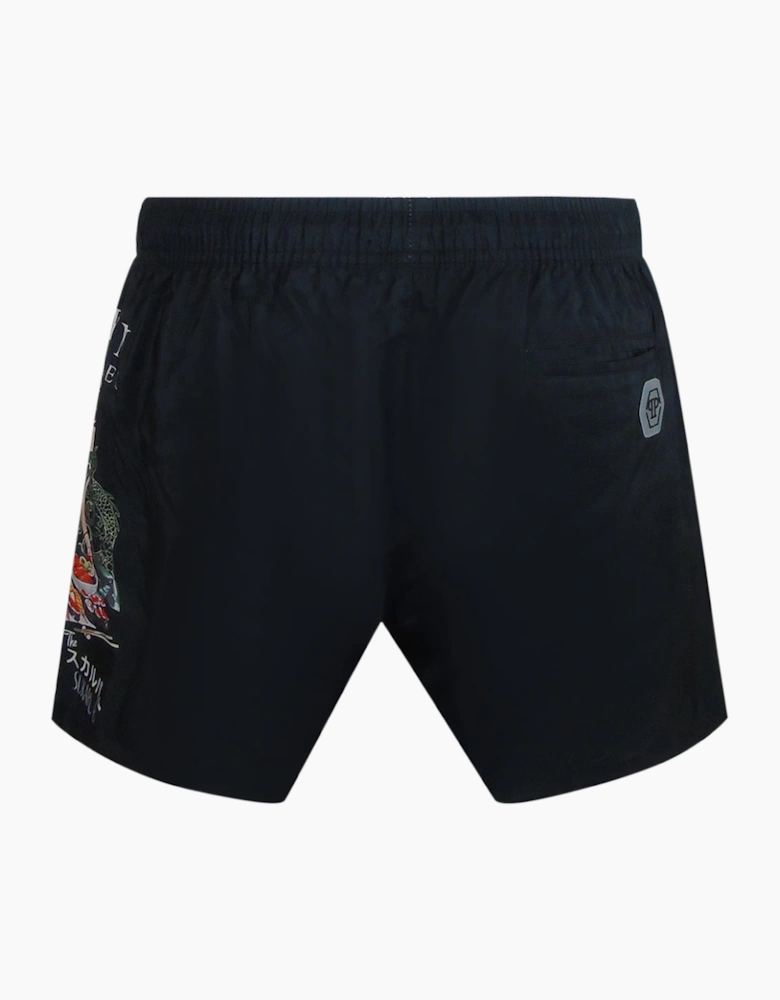 Philipp Plein Pin Up Logo Black Beach Shorts