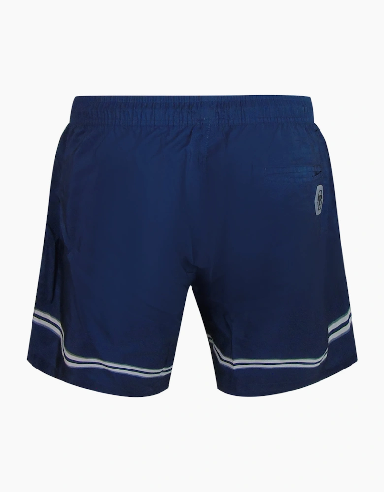 Philipp Plein Striped Design Navy Blue Beach Shorts