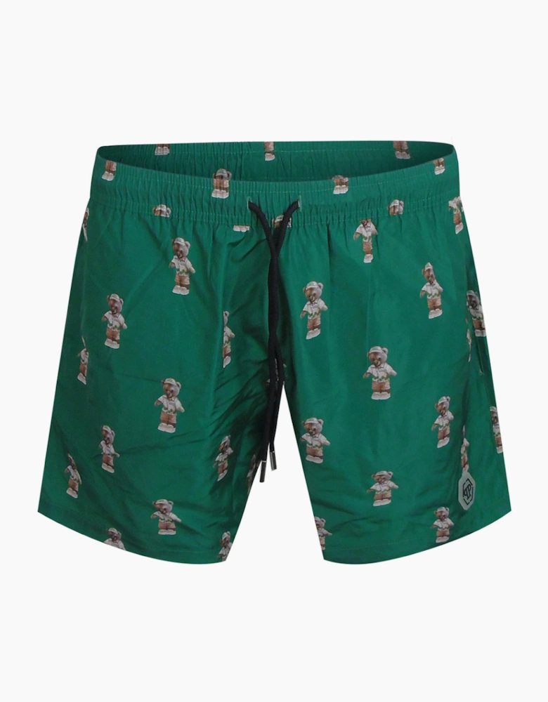 Philipp Plein Teddy Logo Medium Boardshort Green Swim Shorts