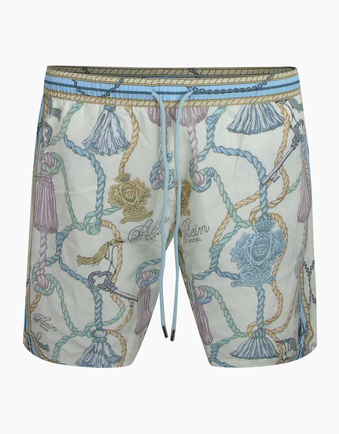 Philipp Plein Tassels Design Long White Beach Shorts