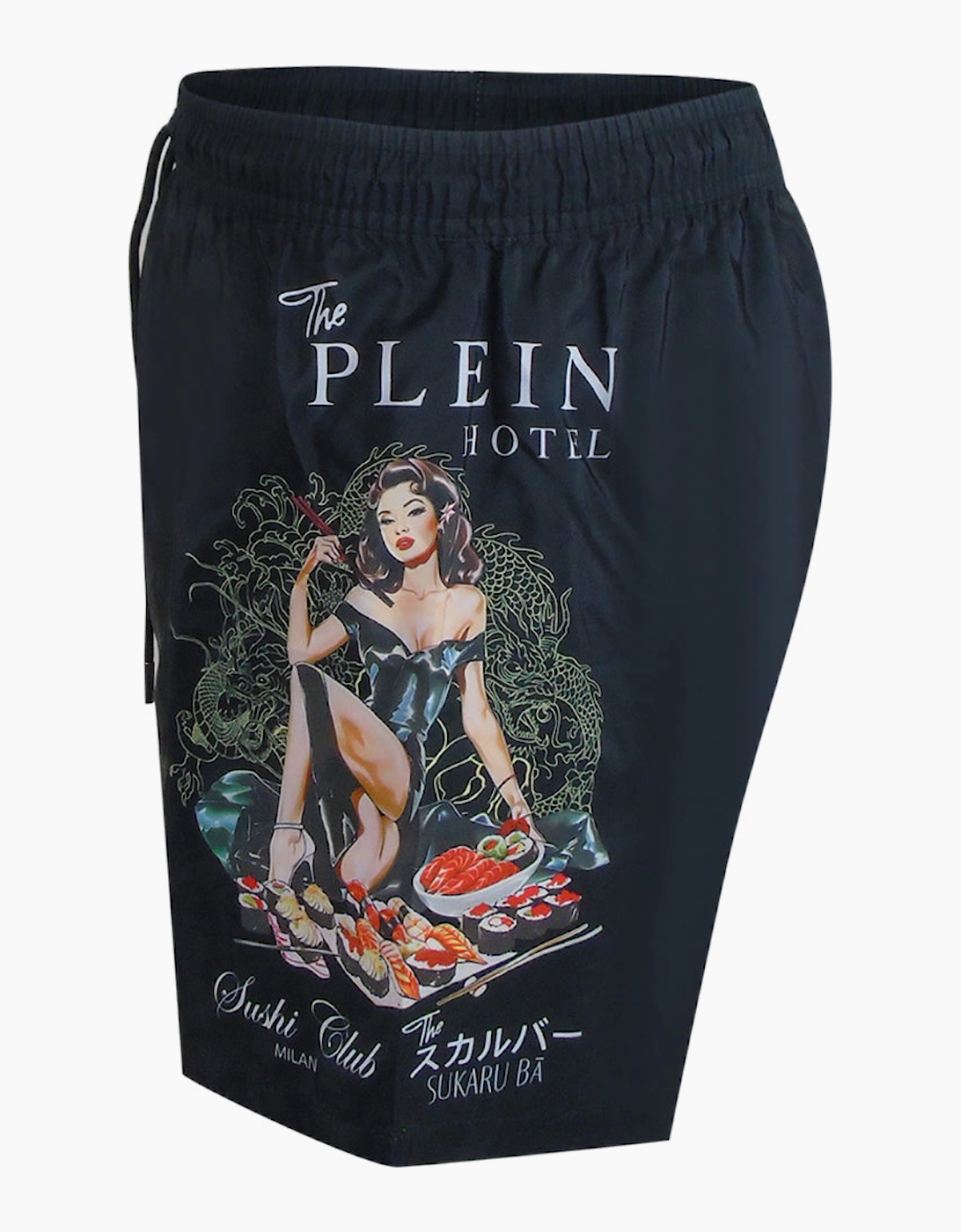 Philipp Plein Pin Up Logo Black Beach Shorts