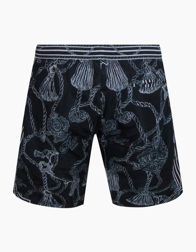 Philipp Plein Tassels Design Long Black Beach Shorts