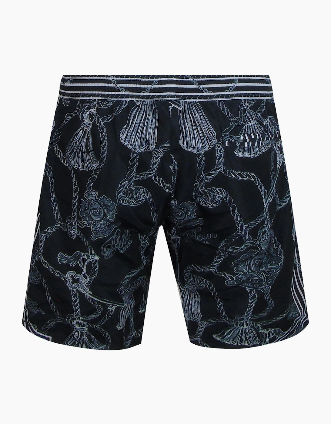 Philipp Plein Tassels Design Long Black Beach Shorts