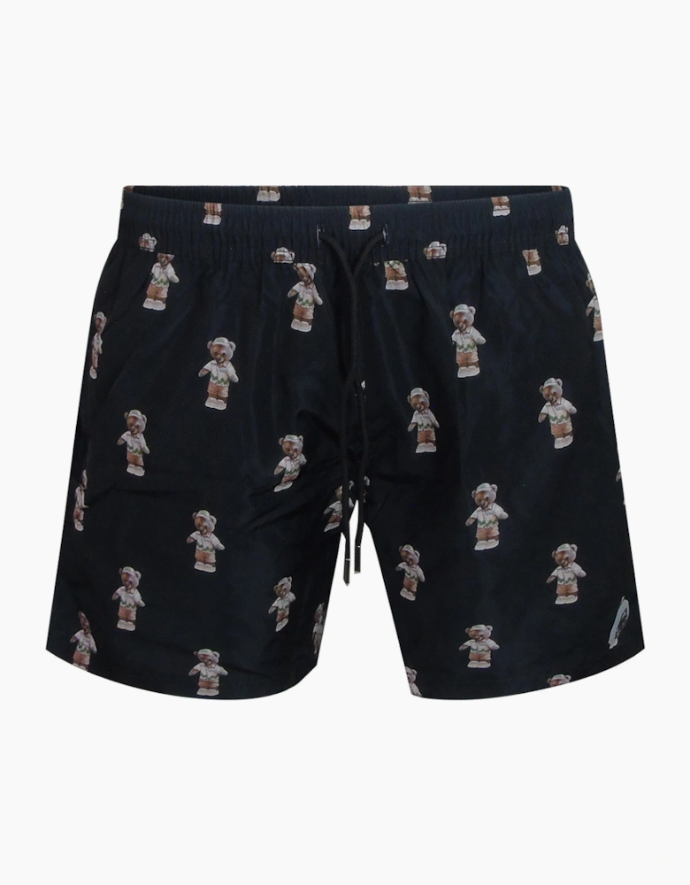 Philipp Plein Teddy Logo Medium Boardshort Black Swim Shorts