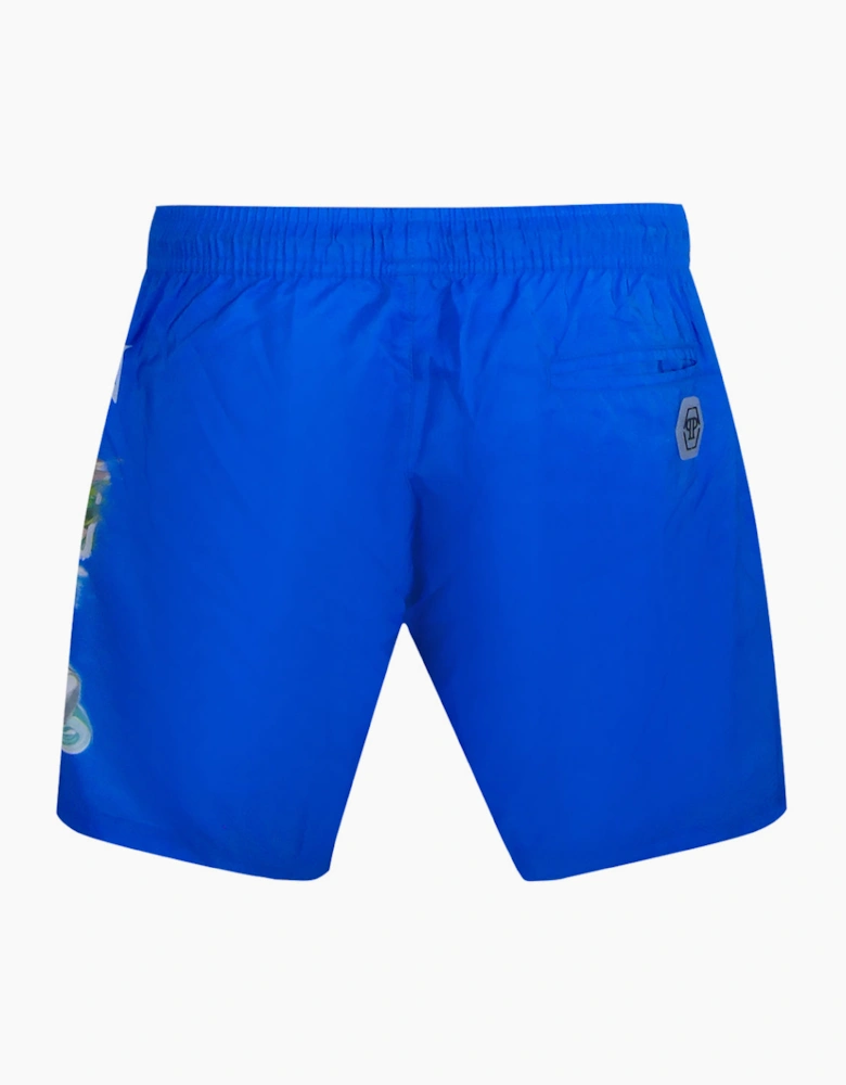 Philipp Plein Pin Up Logo Dark Blue Beach Shorts