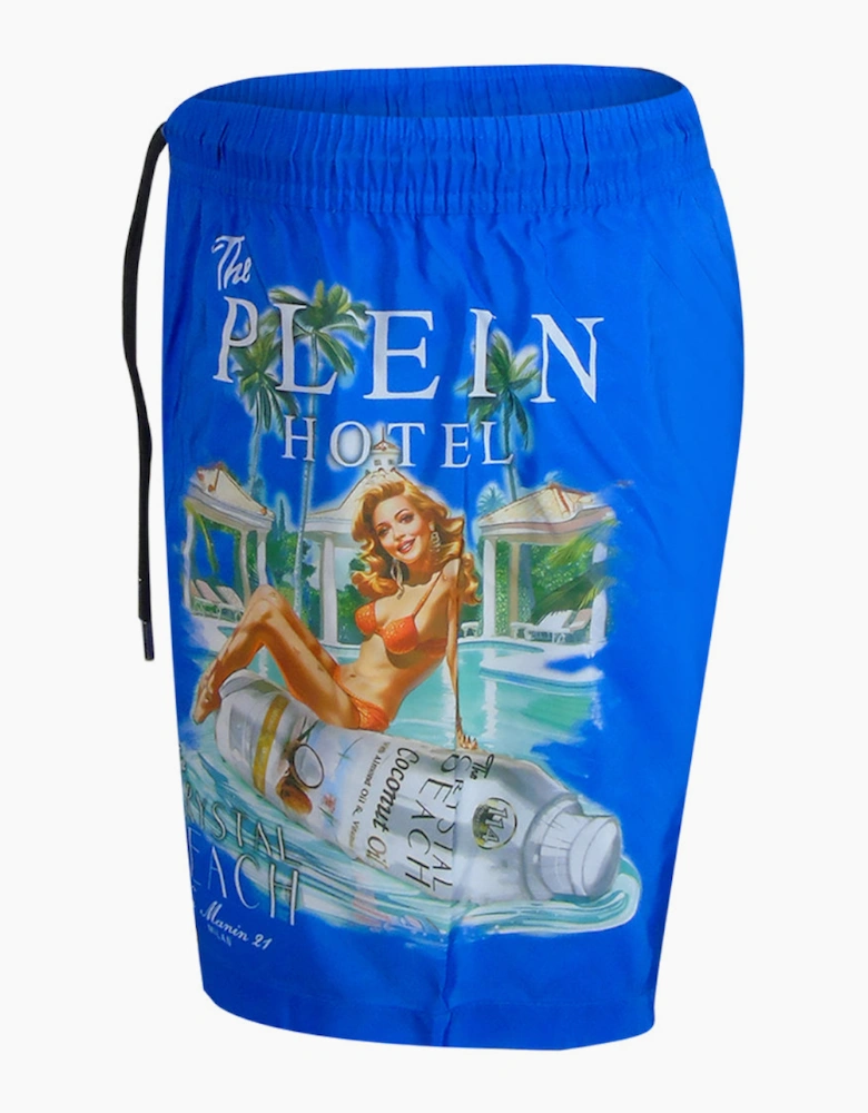 Philipp Plein Pin Up Logo Dark Blue Beach Shorts