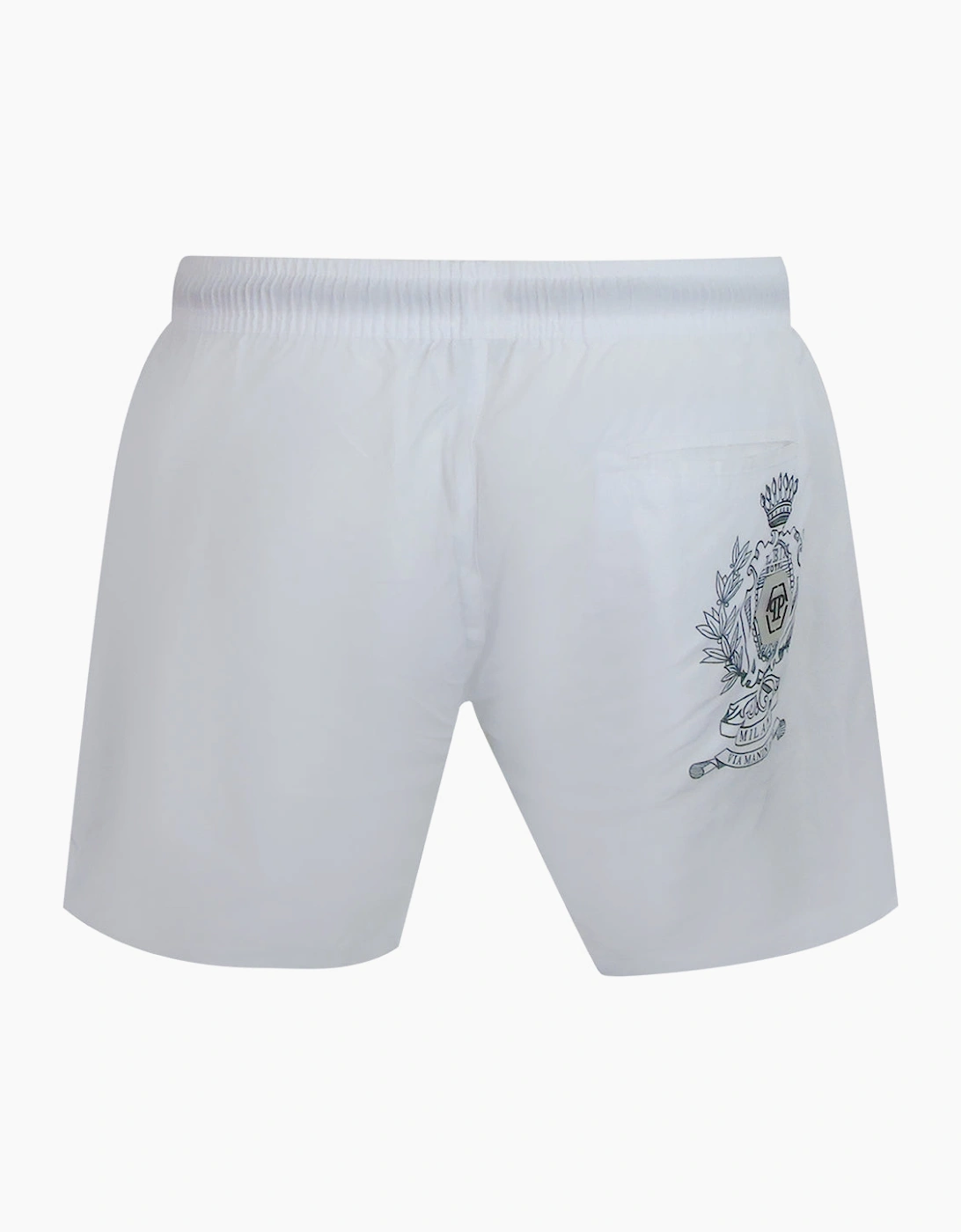 Philipp Plein Teddy Bear Club Logo White Beach Shorts