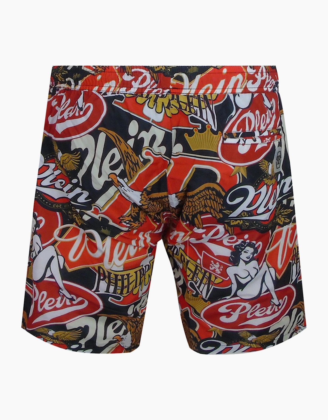 Philipp Plein Eagle Design Long Multicolour Beach Shorts