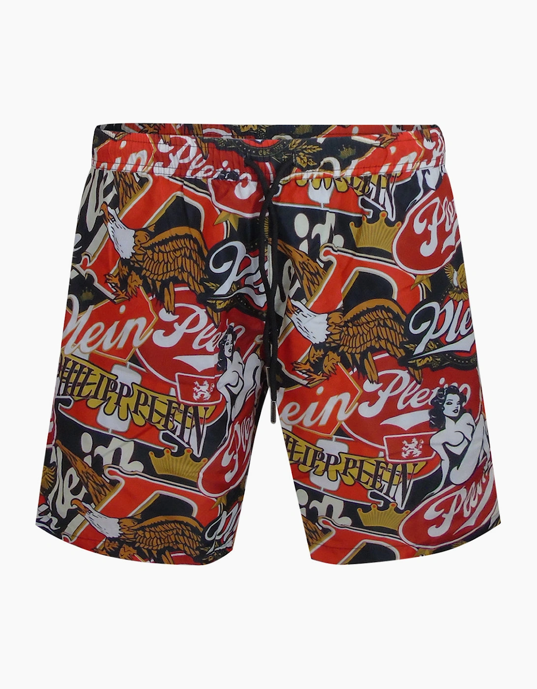 Philipp Plein Eagle Design Long Multicolour Beach Shorts
